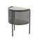 22.25" Light Brown Wooden Half-Moon Two-Toned 1-Shelf Accent Table with Mesh Back Panel
